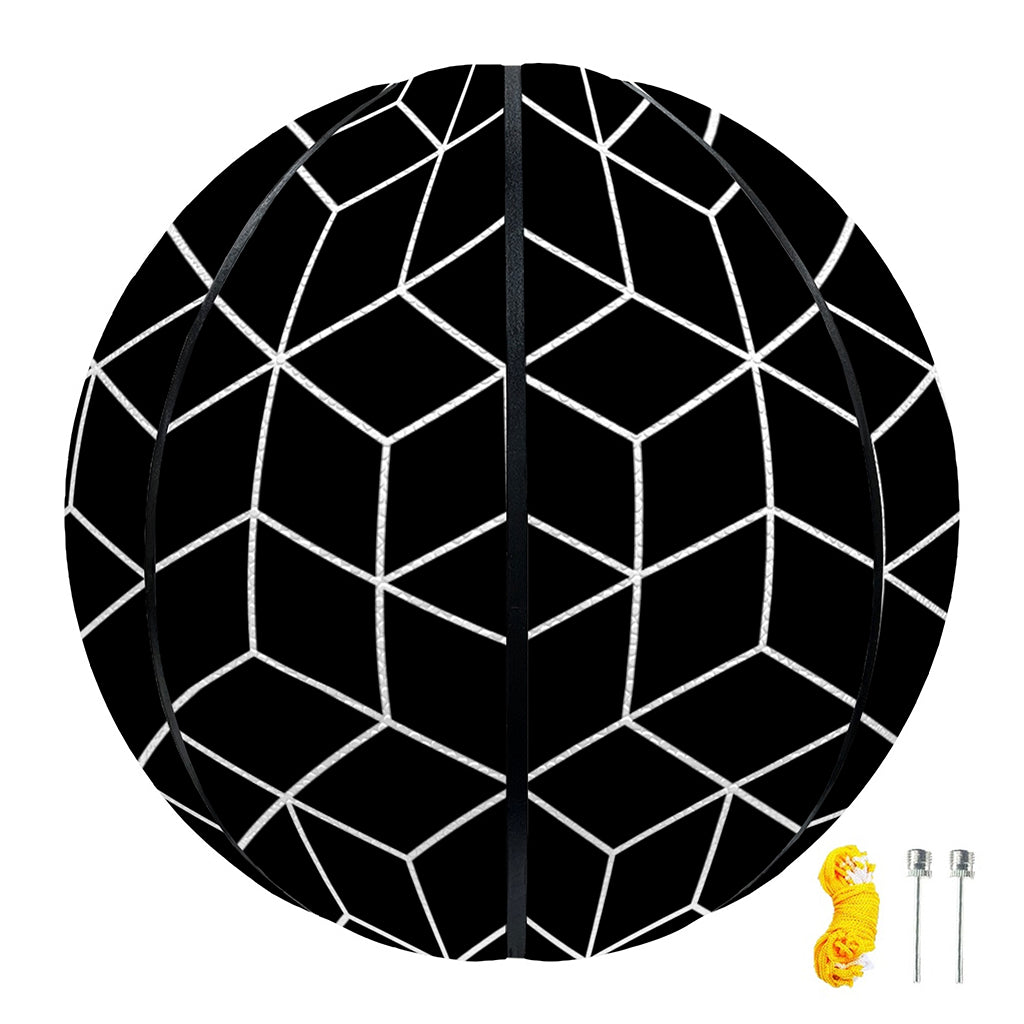 Black Geometric Cube Shape Pattern Print Basketball