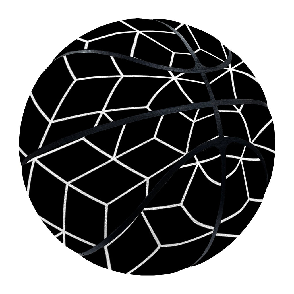 Black Geometric Cube Shape Pattern Print Basketball