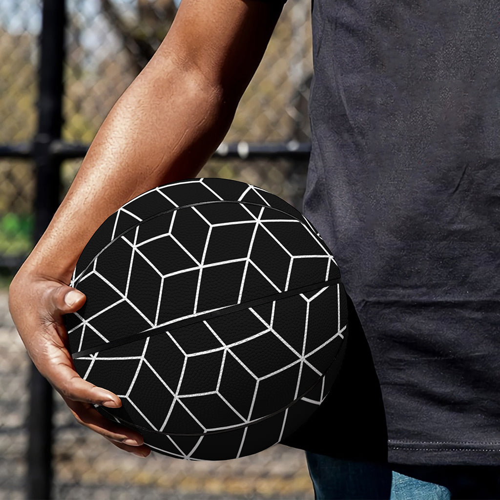 Black Geometric Cube Shape Pattern Print Basketball