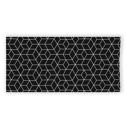 Black Geometric Cube Shape Pattern Print Beach Towel