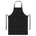 Black Geometric Cube Shape Pattern Print Bib Apron With Pocket