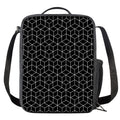 Black Geometric Cube Shape Pattern Print Crossbody Lunch Bag