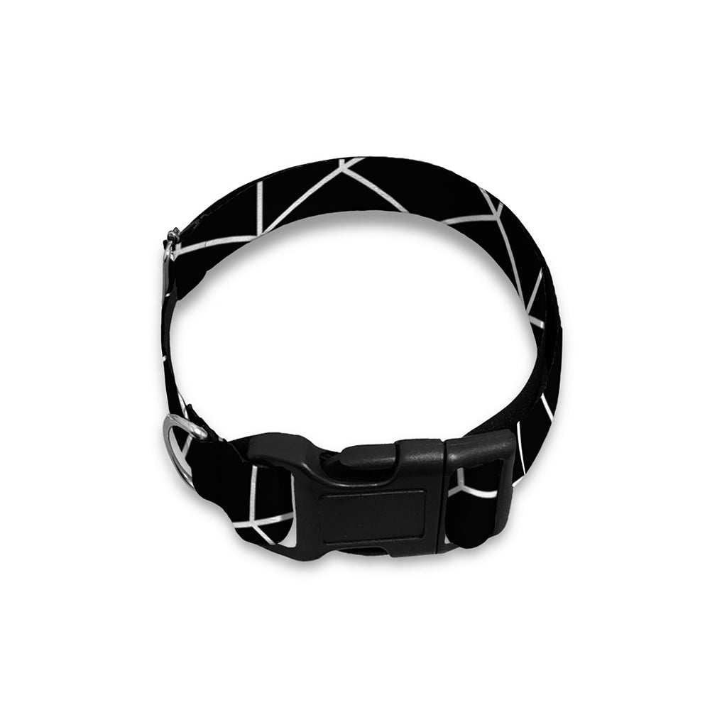 Black Geometric Cube Shape Pattern Print Dog Collar