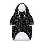 Black Geometric Cube Shape Pattern Print Dog Zip Up Hoodie