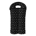 Black Geometric Cube Shape Pattern Print Double Neoprene Wine Tote