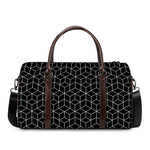 Black Geometric Cube Shape Pattern Print Duffle Bag