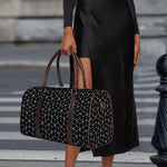 Black Geometric Cube Shape Pattern Print Duffle Bag