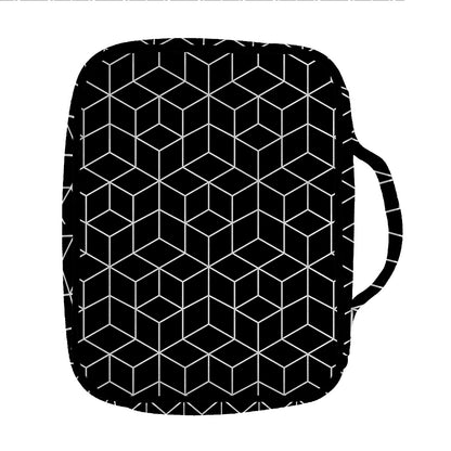 Black Geometric Cube Shape Pattern Print Front Pocket Bible Bag