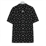 Black Geometric Cube Shape Pattern Print Hawaiian Shirt