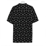 Black Geometric Cube Shape Pattern Print Hawaiian Shirt