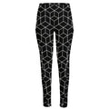 Black Geometric Cube Shape Pattern Print High-Waisted Pocket Leggings