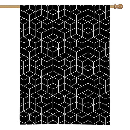 Black Geometric Cube Shape Pattern Print House Flag