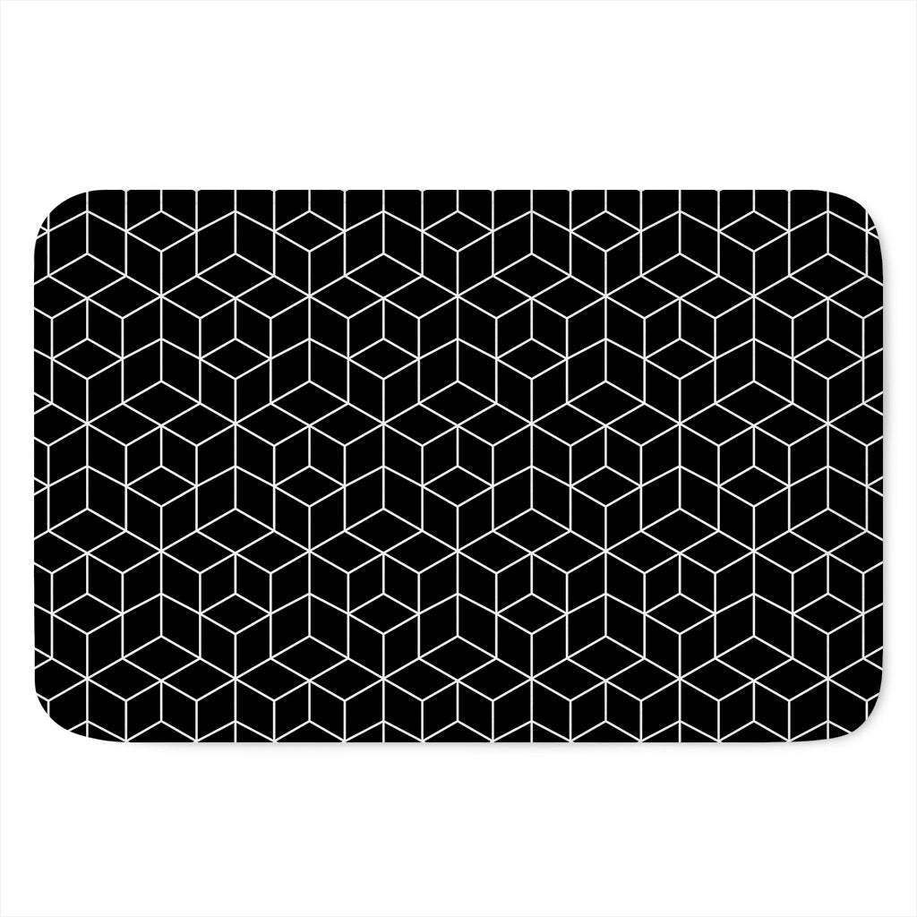 Black Geometric Cube Shape Pattern Print Indoor Door Mat