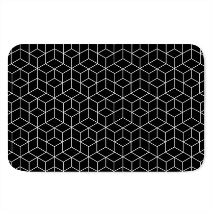 Black Geometric Cube Shape Pattern Print Indoor Door Mat