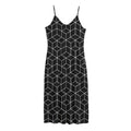 Black Geometric Cube Shape Pattern Print Jersey Midi Cami Dress