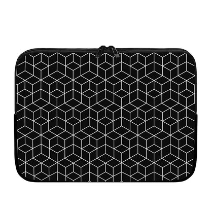 Black Geometric Cube Shape Pattern Print Laptop Sleeve