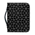 Black Geometric Cube Shape Pattern Print Leather Bible Cover