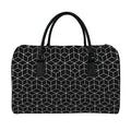 Black Geometric Cube Shape Pattern Print Leather Duffel Bag