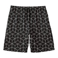Black Geometric Cube Shape Pattern Print Men's Swim Trunks