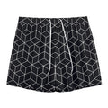 Black Geometric Cube Shape Pattern Print Mesh Shorts