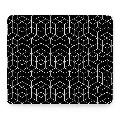 Black Geometric Cube Shape Pattern Print Mouse Pad
