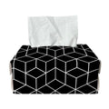 Black Geometric Cube Shape Pattern Print Rectangle Tissue Box Cover