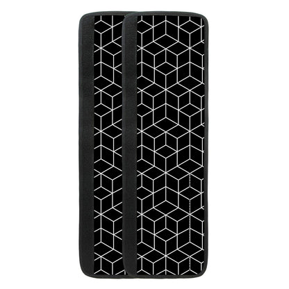 Black Geometric Cube Shape Pattern Print Refrigerator Handle Covers