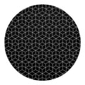 Black Geometric Cube Shape Pattern Print Round Blanket