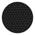 Black Geometric Cube Shape Pattern Print Round Floor Mat