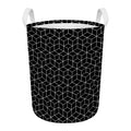 Black Geometric Cube Shape Pattern Print Round Laundry Basket