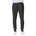 Black Geometric Cube Shape Pattern Print Scuba Joggers
