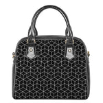 Black Geometric Cube Shape Pattern Print Shoulder Handbag