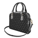 Black Geometric Cube Shape Pattern Print Shoulder Handbag