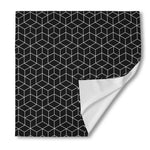 Black Geometric Cube Shape Pattern Print Silk Bandana