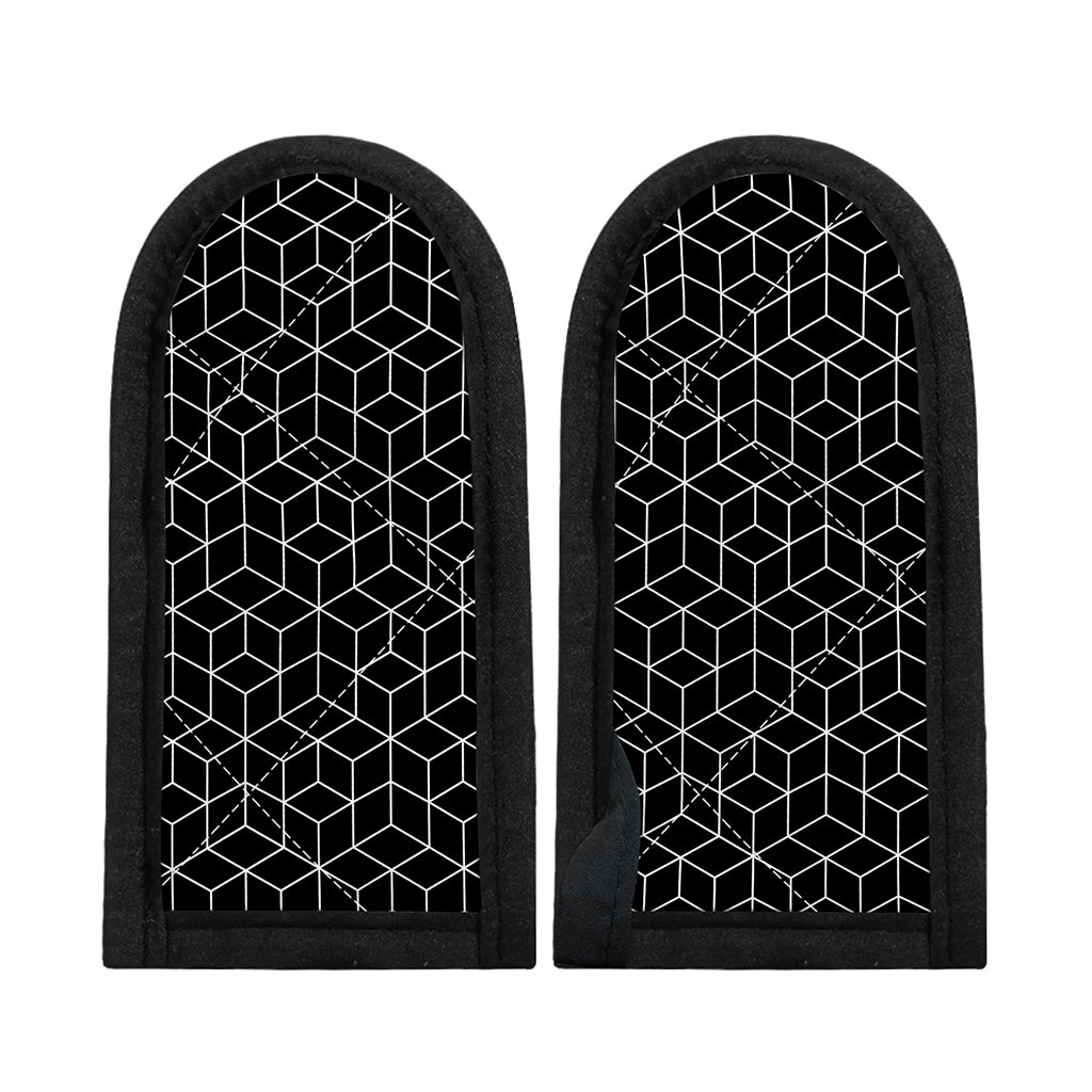Black Geometric Cube Shape Pattern Print Skillet Handle Cover
