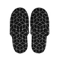 Black Geometric Cube Shape Pattern Print Slippers
