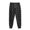 Black Geometric Cube Shape Pattern Print Sweatpants