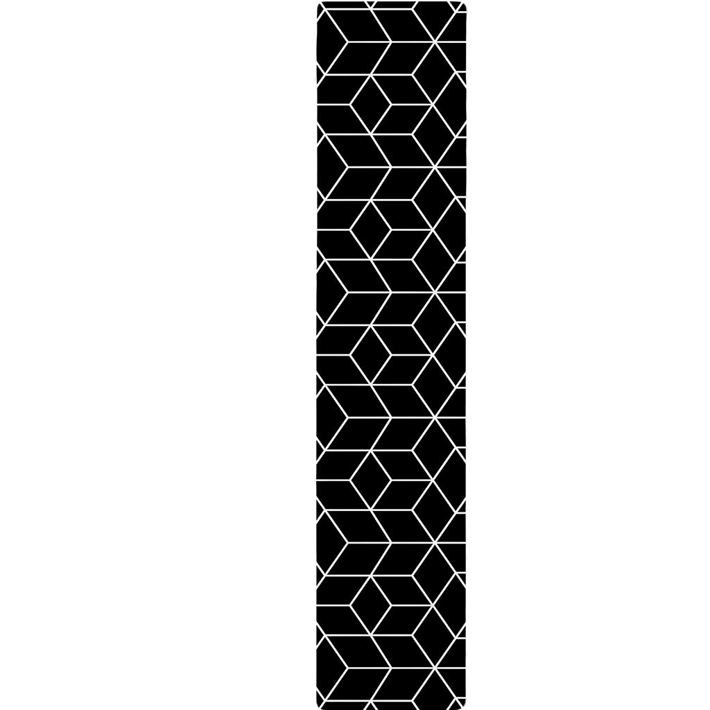 Black Geometric Cube Shape Pattern Print Table Runner