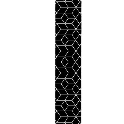 Black Geometric Cube Shape Pattern Print Table Runner