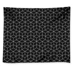 Black Geometric Cube Shape Pattern Print Tapestry