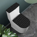 Black Geometric Cube Shape Pattern Print Toilet Lid And Tank Cover Set