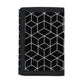 Black Geometric Cube Shape Pattern Print Trifold Wallet