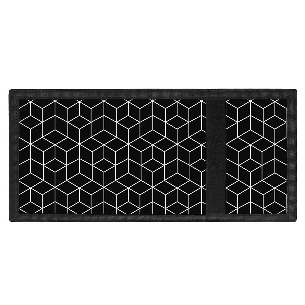 Black Geometric Cube Shape Pattern Print Trifold Wallet