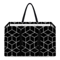 Black Geometric Cube Shape Pattern Print Utility Tote Bag