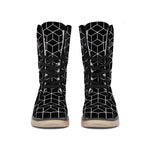 Black Geometric Cube Shape Pattern Print Winter Boots