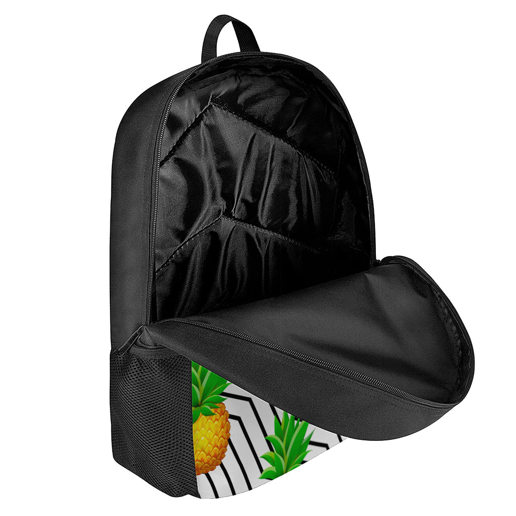 Black Geometric Pineapple Pattern Print 17 Inch Backpack