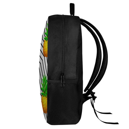Black Geometric Pineapple Pattern Print 17 Inch Backpack