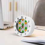 Black Geometric Pineapple Pattern Print Alarm Clock