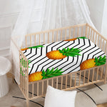 Black Geometric Pineapple Pattern Print Baby Crib Sheet
