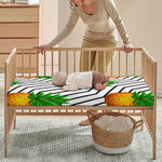 Black Geometric Pineapple Pattern Print Baby Crib Sheet
